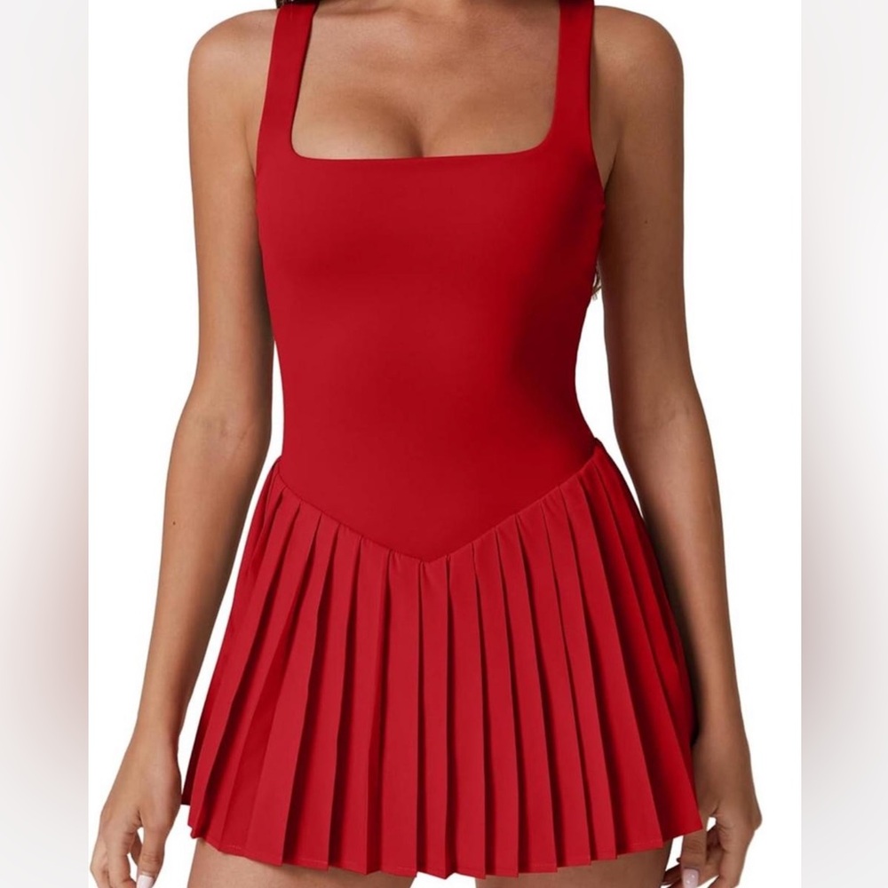 Red Pleated Dress